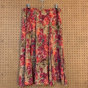 White Stag Midi Skirt Circle Flowy Floral Boho Artsy Size 8 Vintage 90s Eclectic